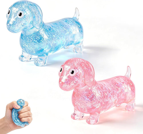 Blue and pink dachshund dog squishy 2 pack