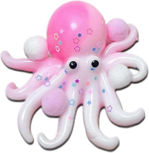 Pink octopus squishy toy with soft pom pom legs