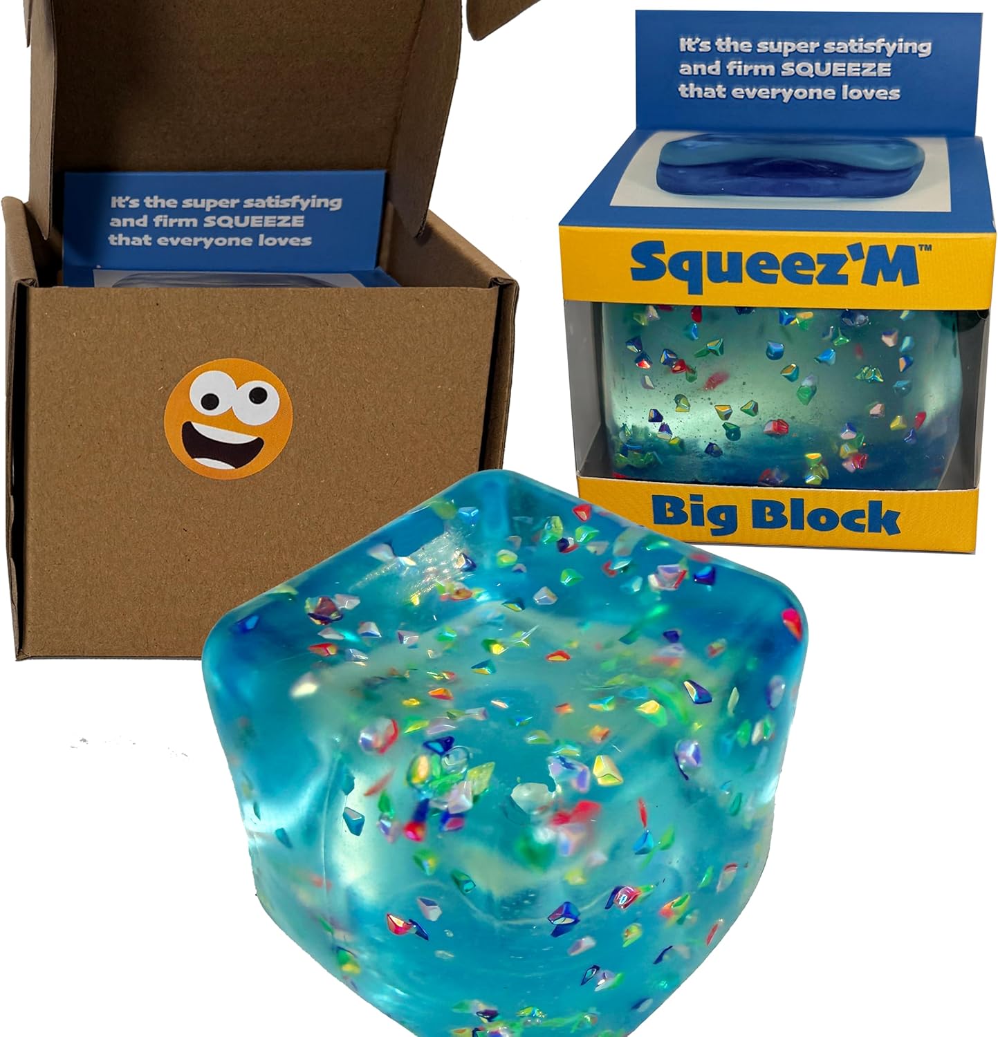 Clear glitter confetti squishy block cube