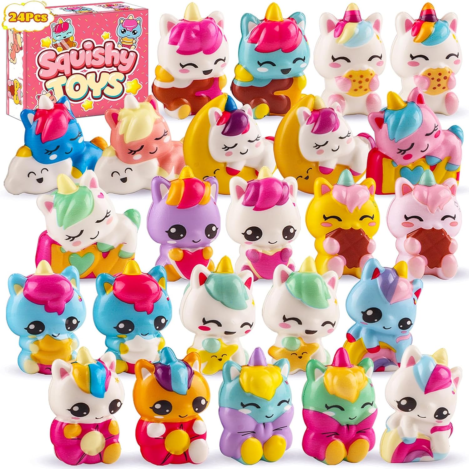 Unicorn egg squishy set twenty four slow rising pastel squishies