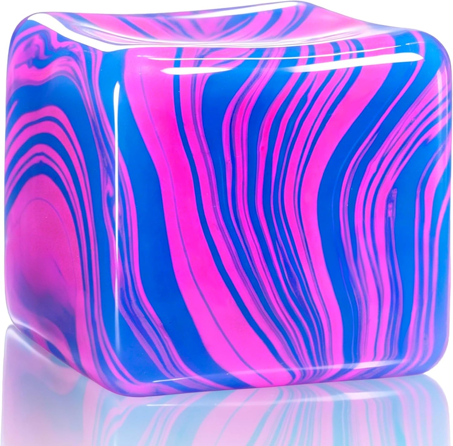 marble gel ball squishy blue and pink swirl squeeze cube