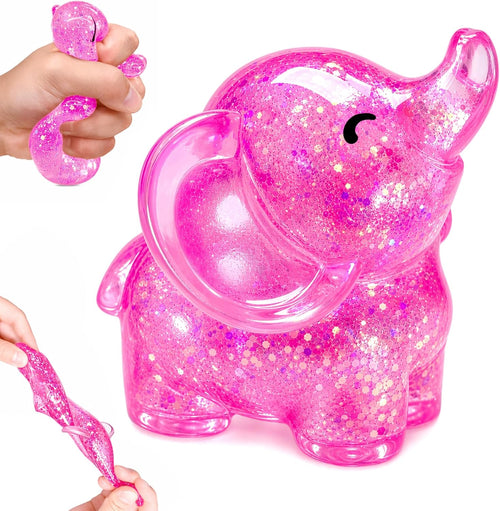 pink glitter elephant squishy slow rising fidget toy