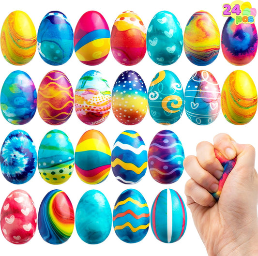 Tie dye egg squishy 24 pack slow rising foam stress balls