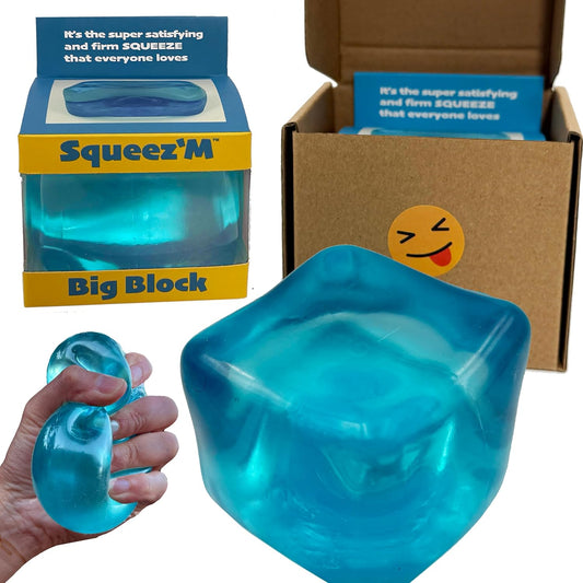 Jumbo blue translucent squishy block cube