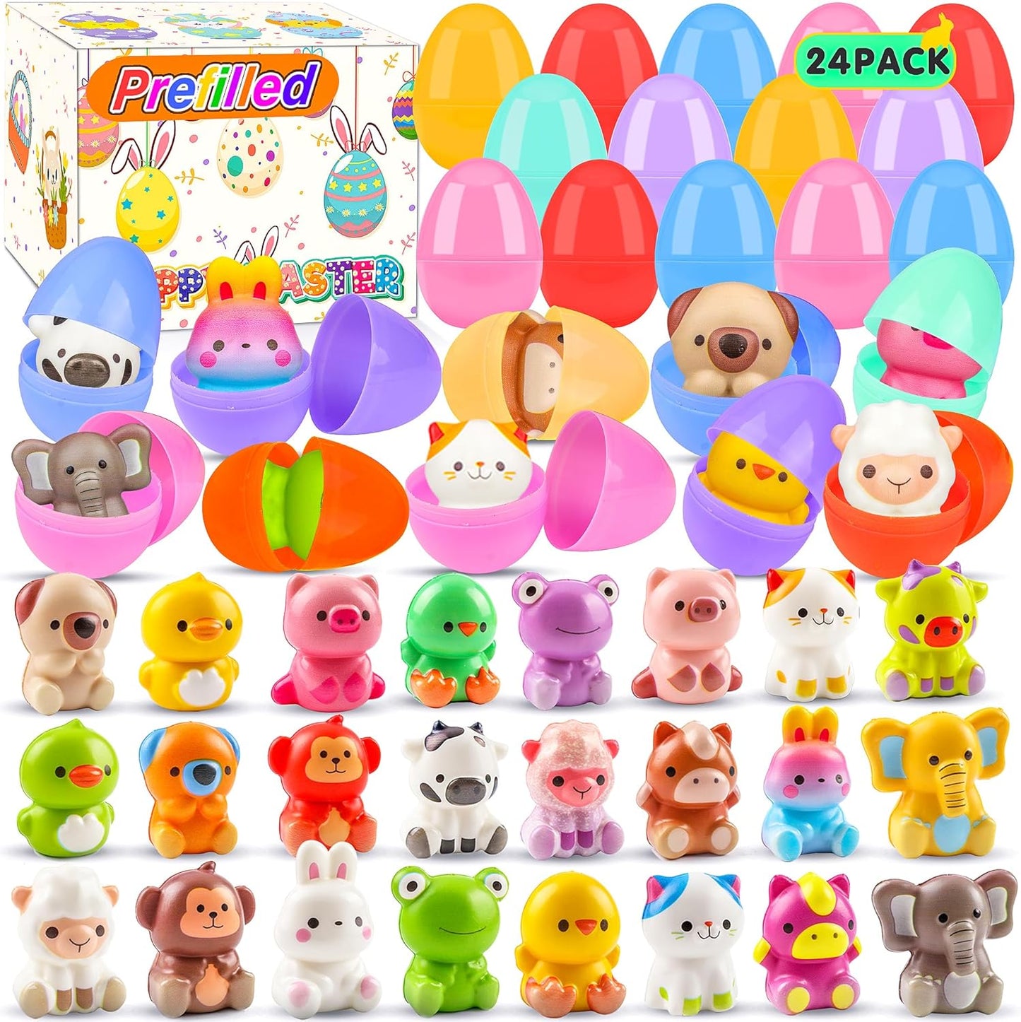 Animal egg squishy twenty four prefilled eggs for easter