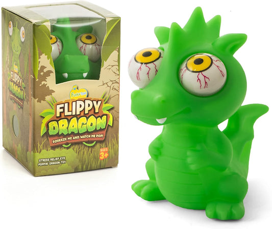 Goofy green dragon eyeball squishy with pop-out bloodshot eyes