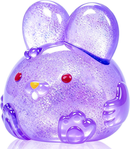 Kawaii purple glitter bunny squishy slow rising squeeze toy