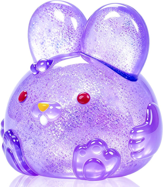 Kawaii purple glitter bunny squishy slow rising squeeze toy