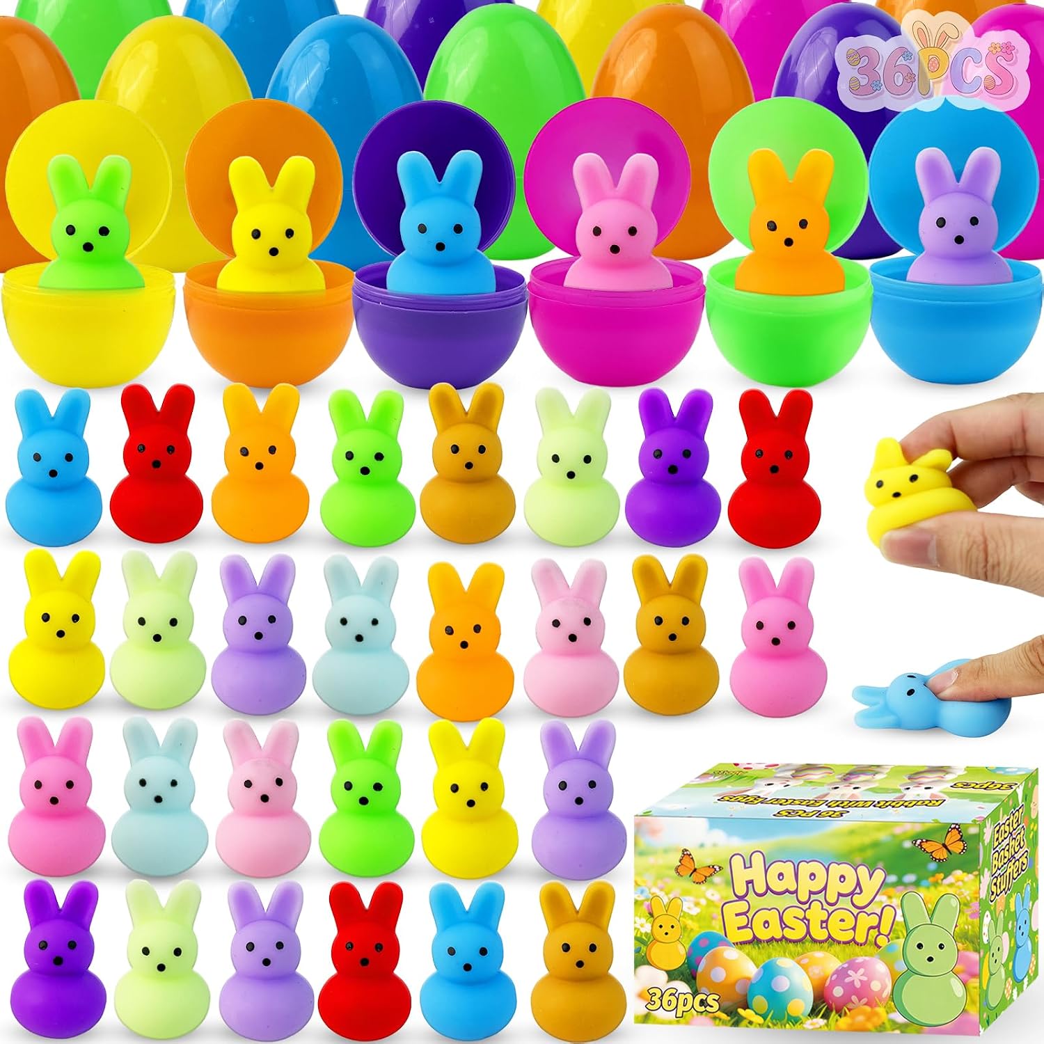 Mochi bunny squishy 36 pack mini bulk kawaii squeeze set
