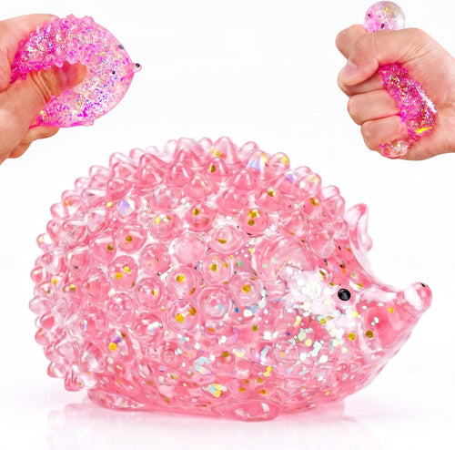 Pink glitter hedgehog squishy sensory squeeze stress ball