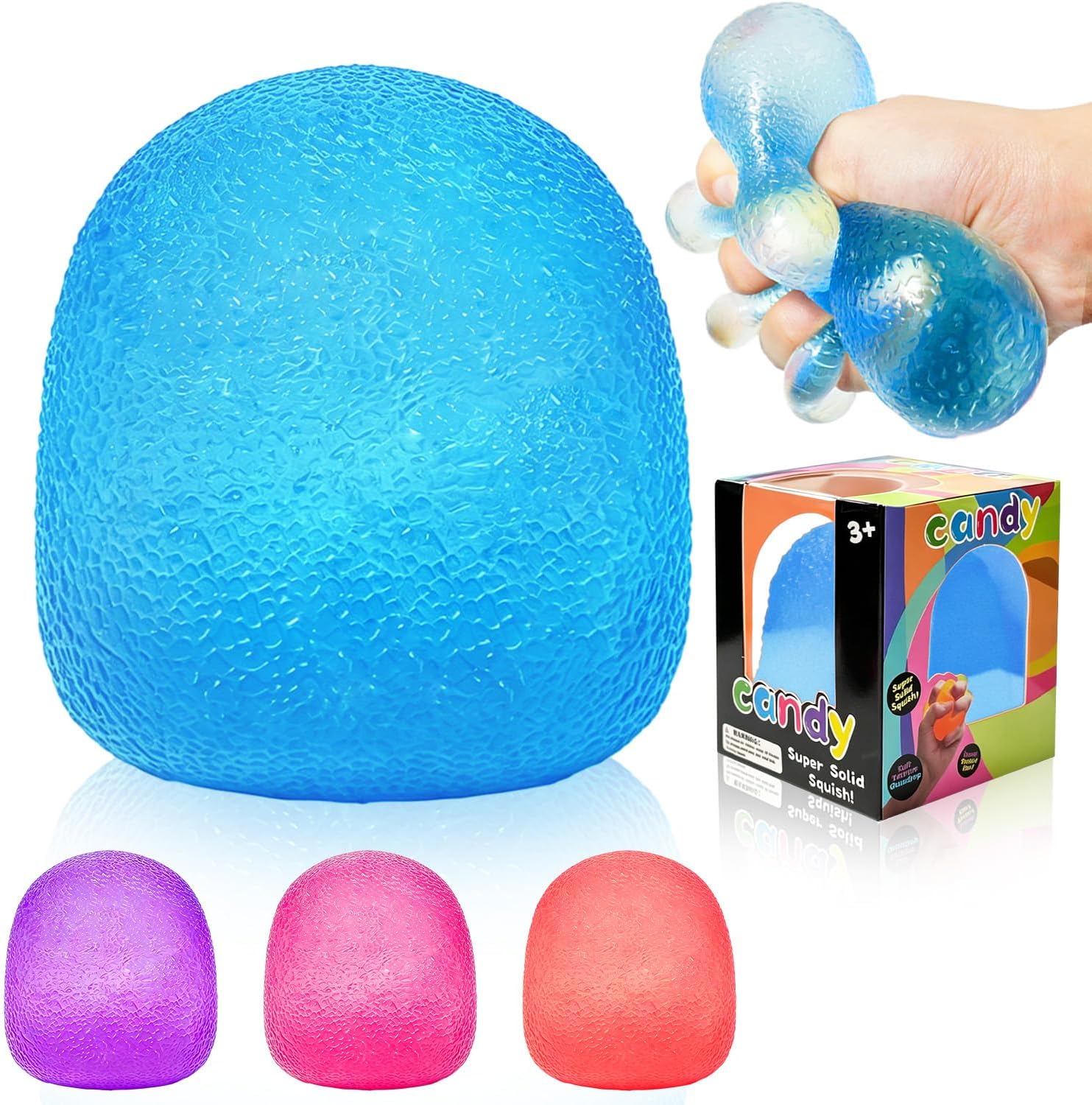 Blue candy squishy sugar squeeze stress ball