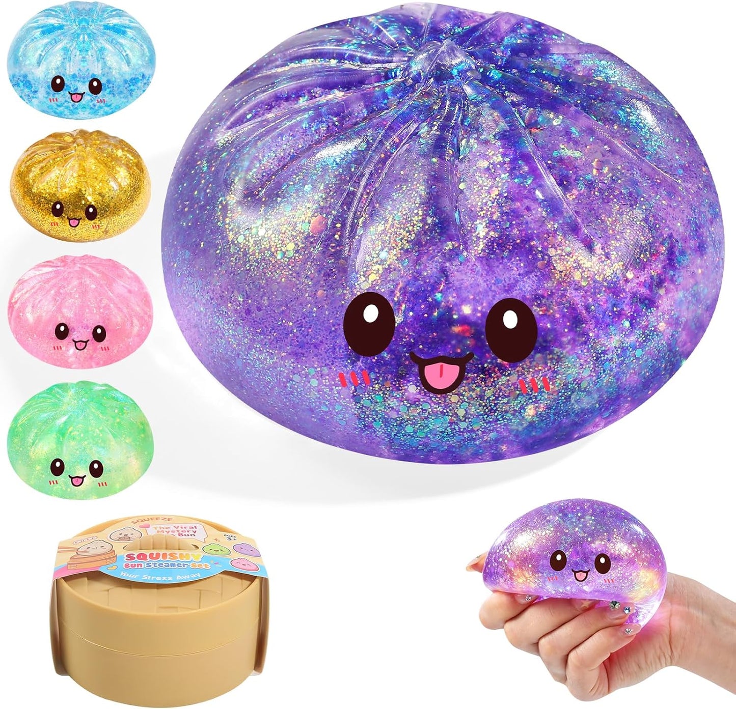 Purple glitter dumpling squishy