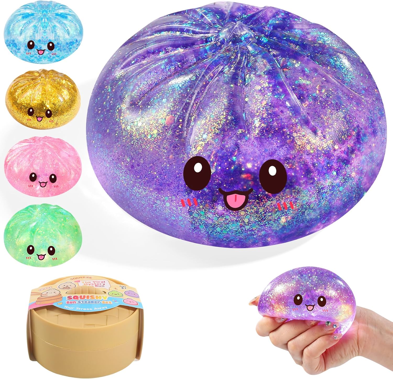 Purple glitter dumpling squishy