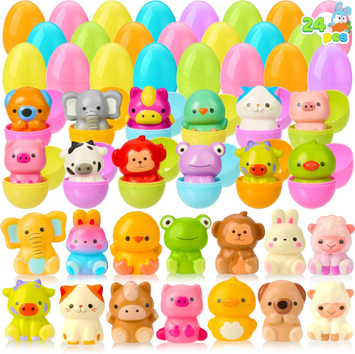 Animal mochi squishies with 24 prefilled plastic eggs