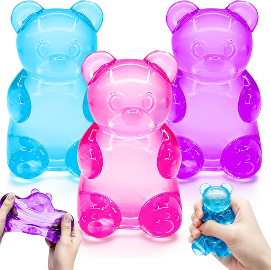 Three pack jumbo translucent jelly bear squishy oversized toys