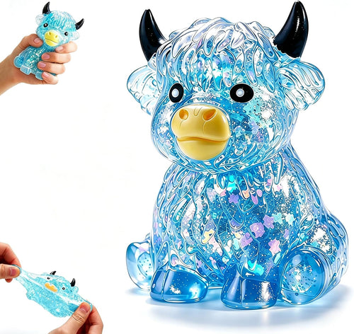Blue galaxy crystal bead cow squishy slow rising sensory toy