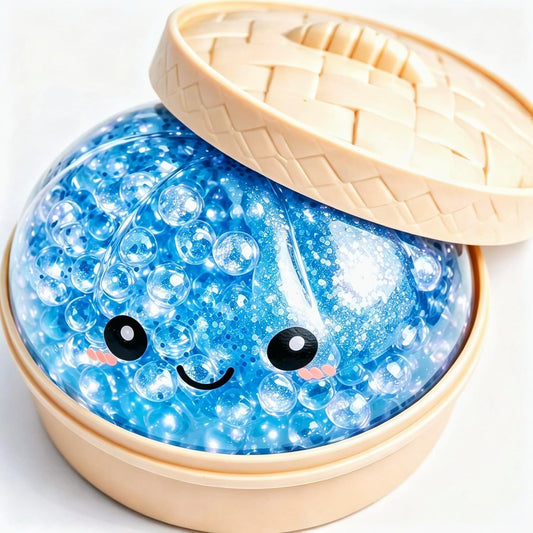 Blue bubble-bead dumpling squishy bao bun