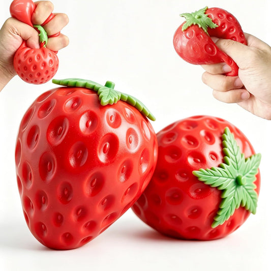 Red strawberry squishy slow rising squeeze stress relief toy