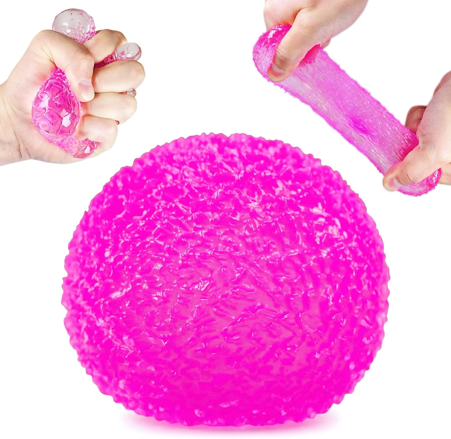 crunchy gel ball squishy pink crystal squeeze stress ball