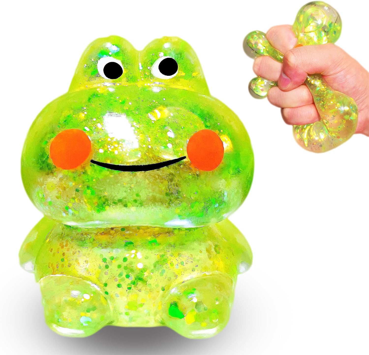 Green frog squishy glitter sugar squeeze ball toy