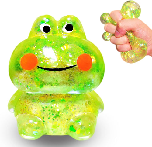 Green frog squishy glitter sugar squeeze ball toy