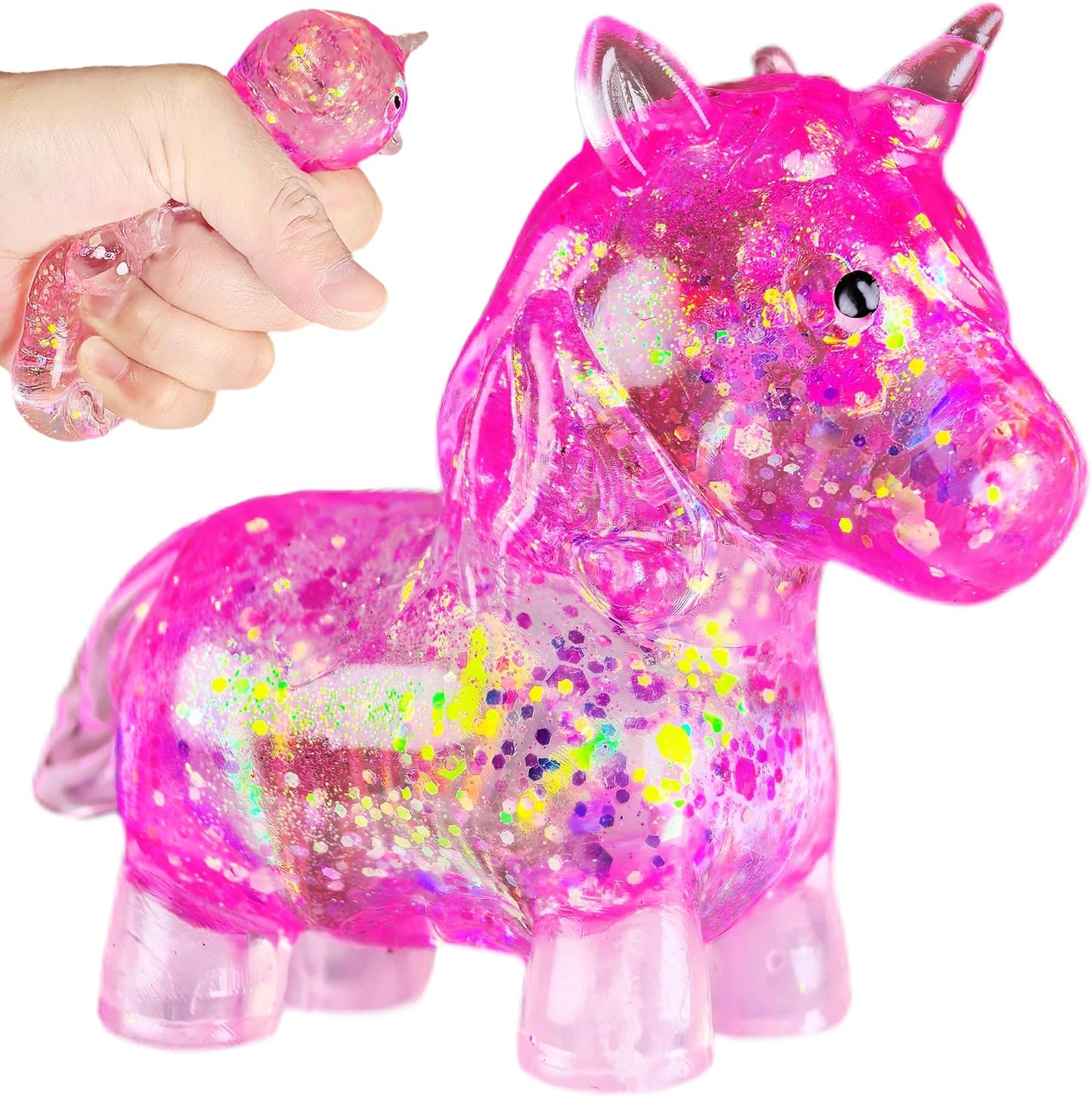 Pink glitter unicorn squishy squeeze ball stress relief toy