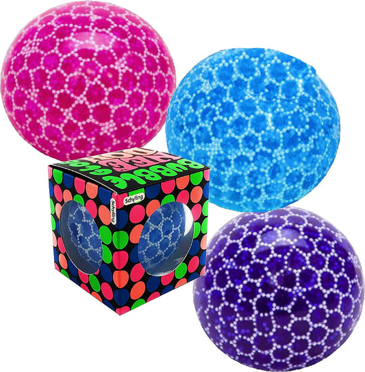 Pink blue and purple mesh grape bead bubble squishy stress balls