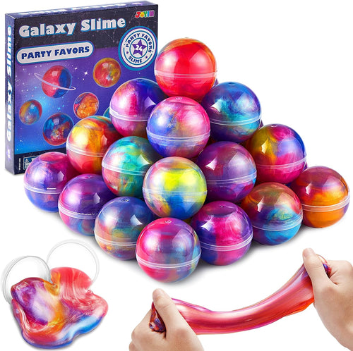 Bright rainbow galaxy squishy ball slime orbs, 24 pack
