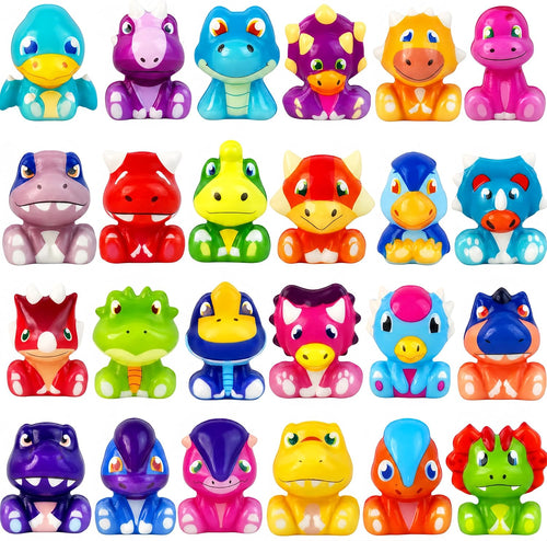 24 pack soft squeeze dinosaur squishy figures in many colors