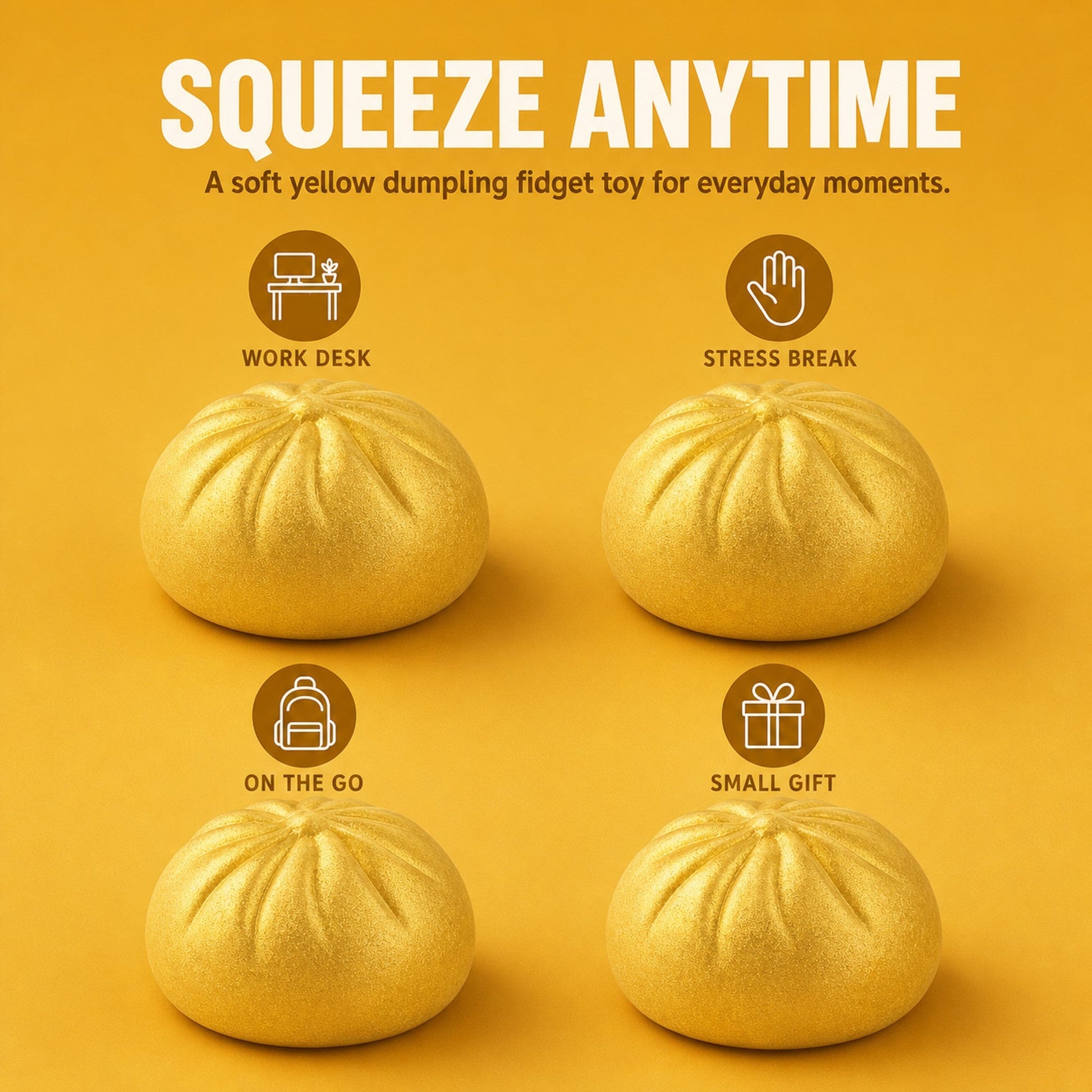 Yellow Dumpling Squishy lifestyle