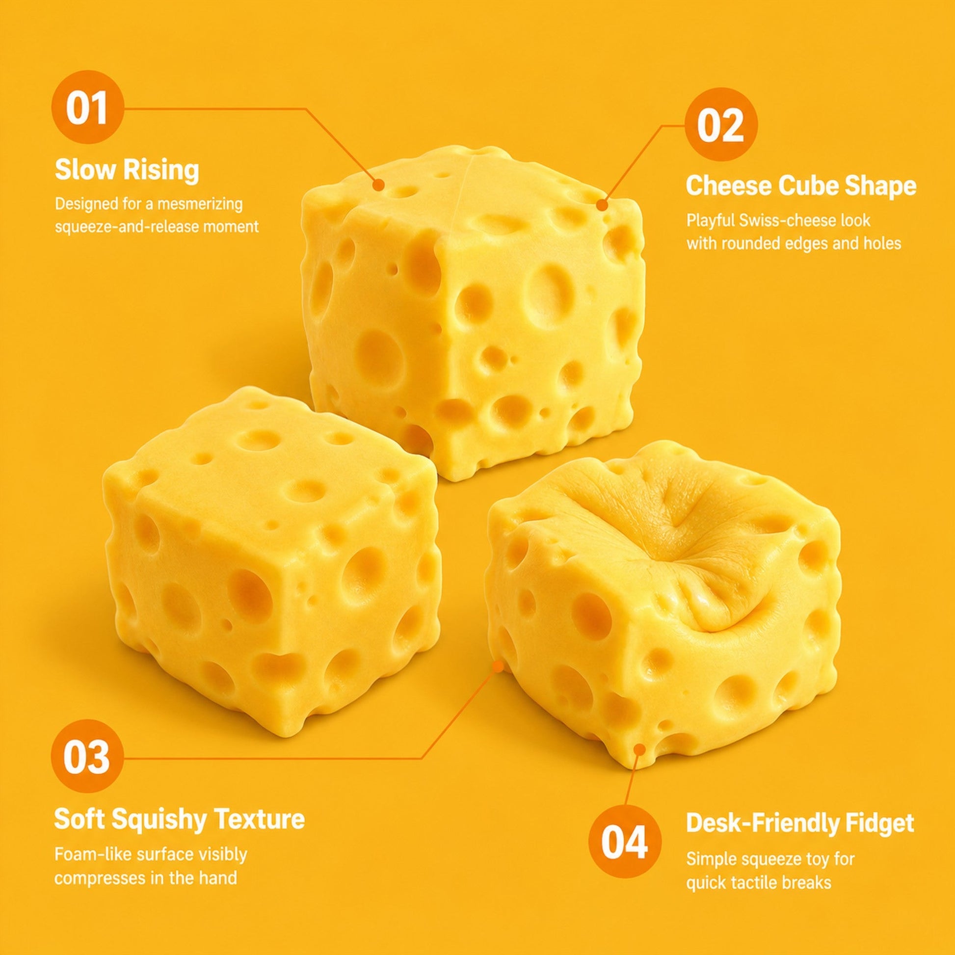 Slow Rising Cheese Squishy features