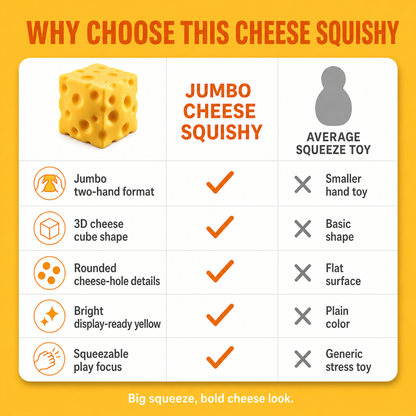 Jumbo Cheese Squishy, Big Two-Hand Squee comparison
