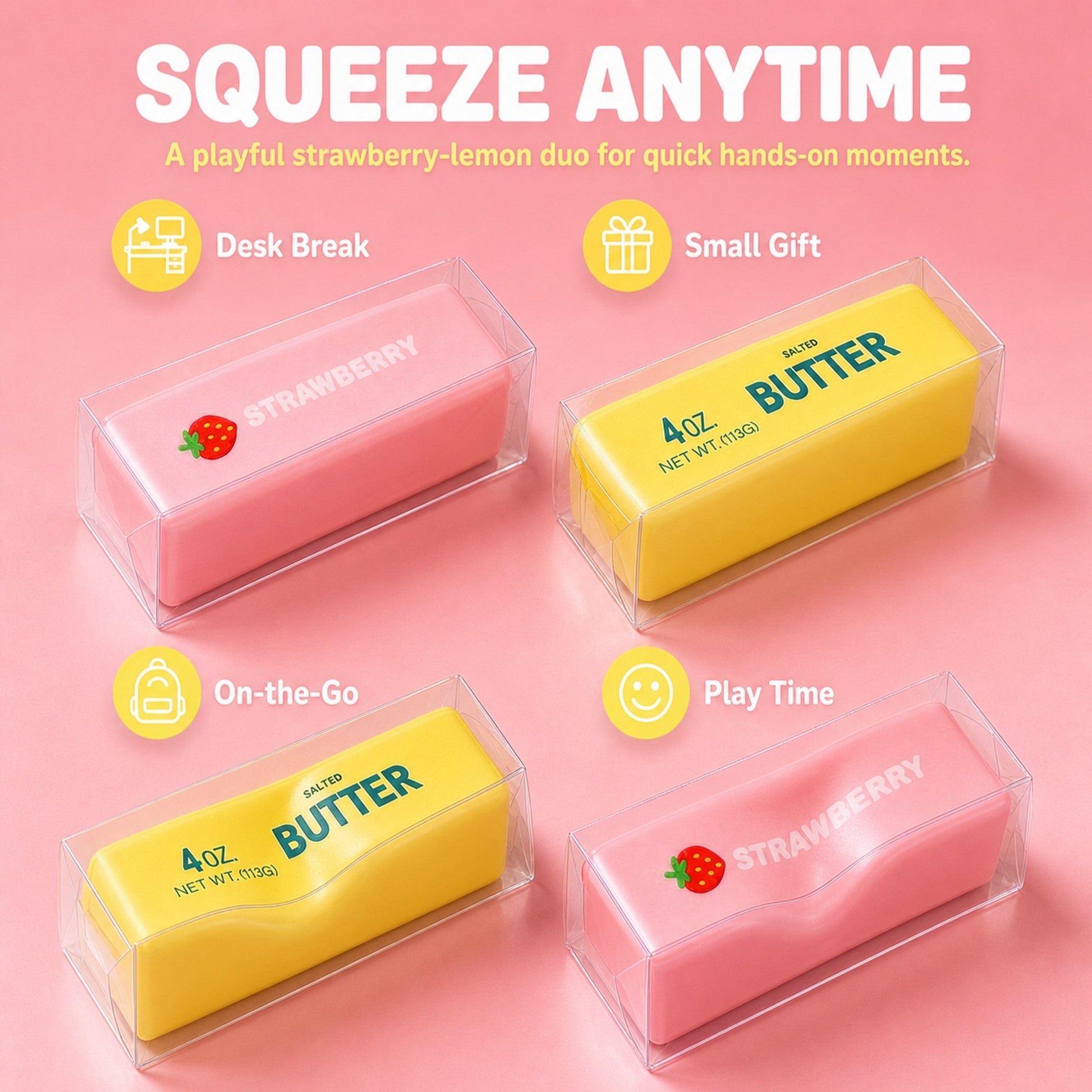 Pink Yellow Butter Squishy lifestyle