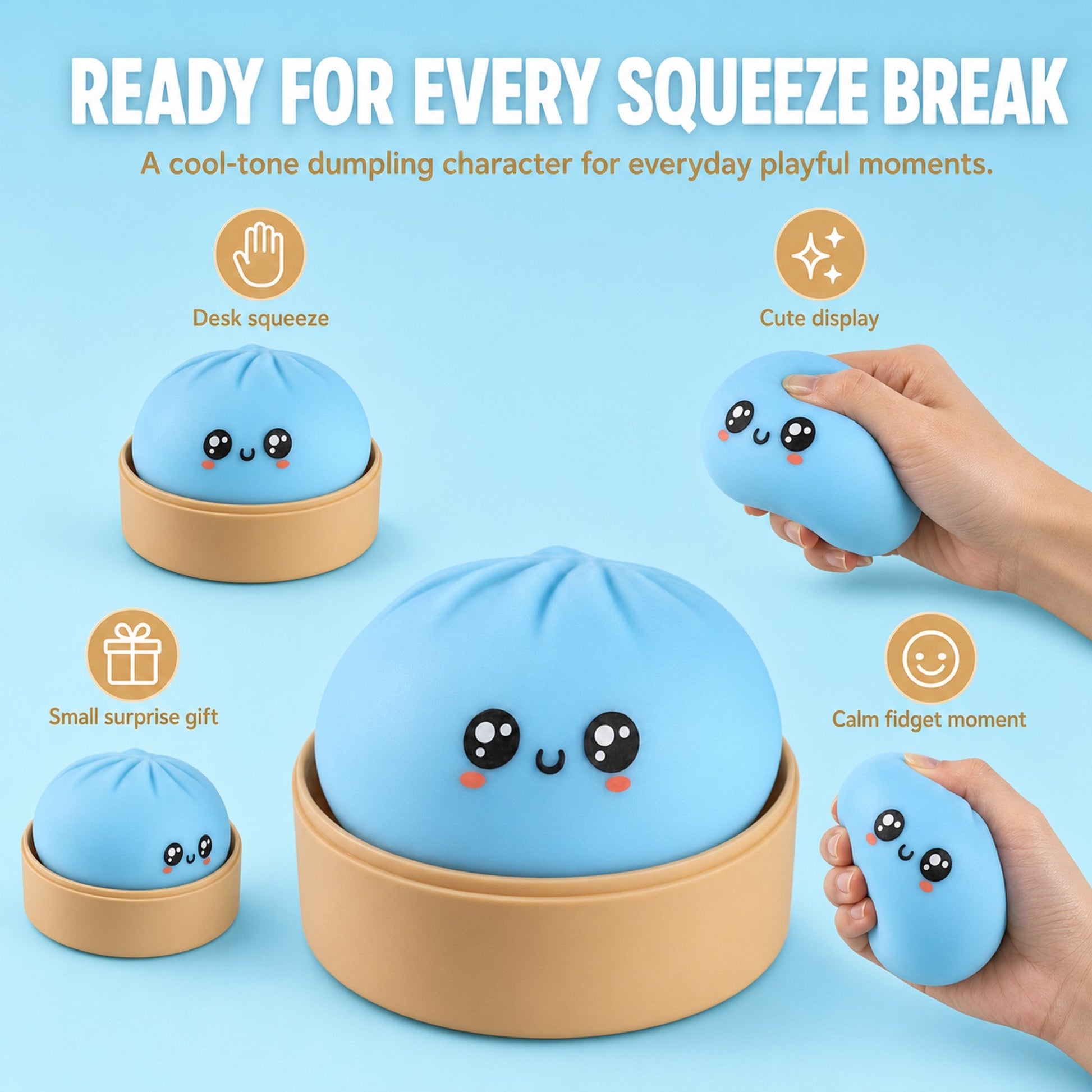 Blue Dumpling Squishy, Cool-Tone Squeeze lifestyle