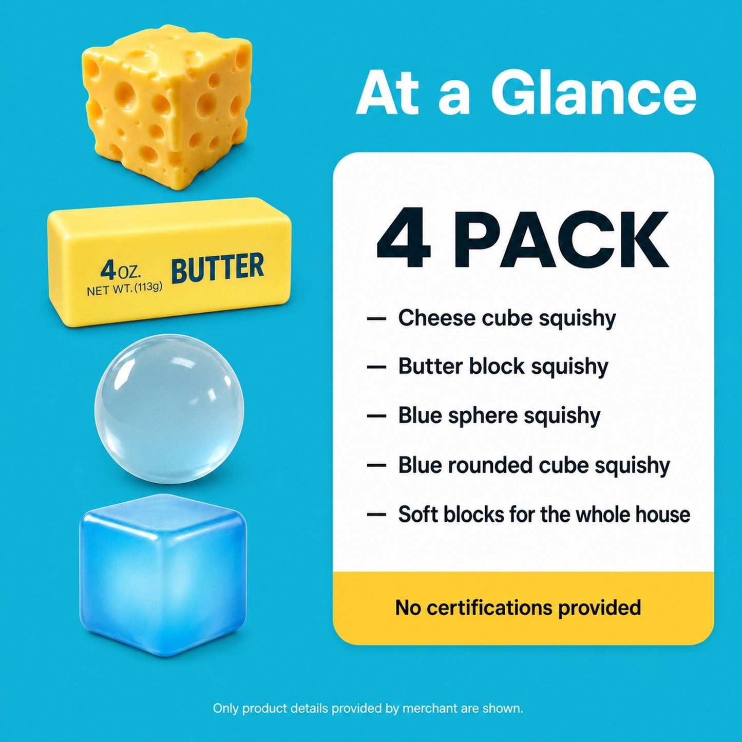 Cheese Squishy 4 Pack spec