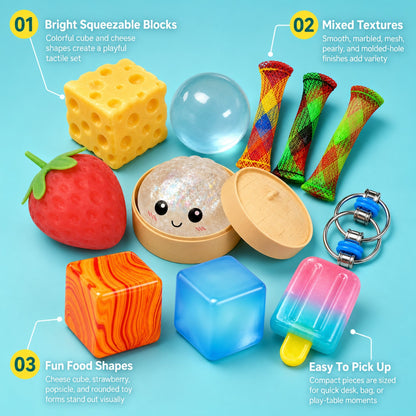 Colorful Cheese Squishy Set features