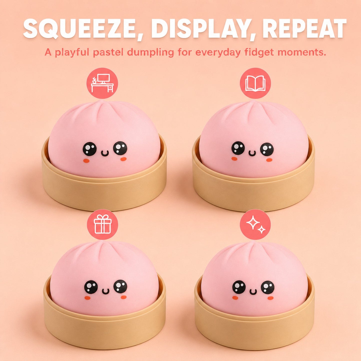 Pink Dumpling Squishy lifestyle