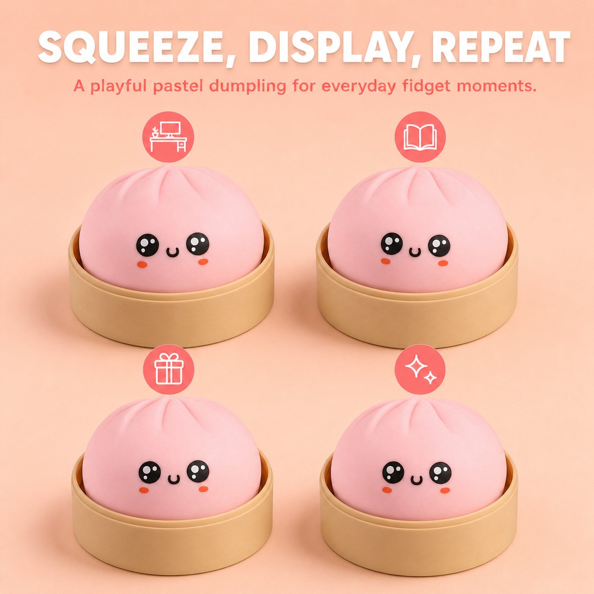 Pink Dumpling Squishy lifestyle