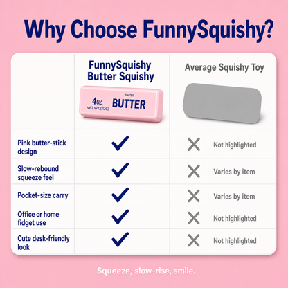 Why choose FunnySquishy pink butter squishy vs an average squishy toy