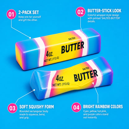 2 Pack Butter Squishy features