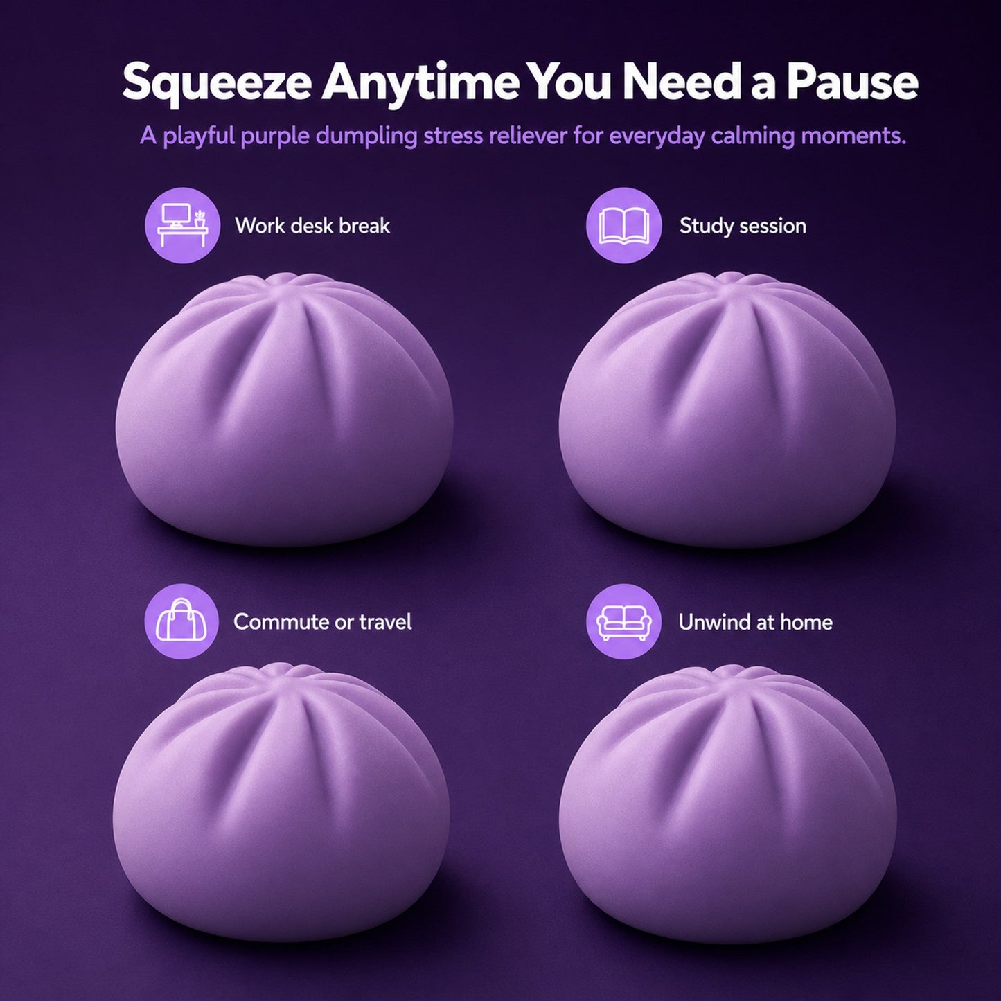 Purple Dumpling Squishy lifestyle