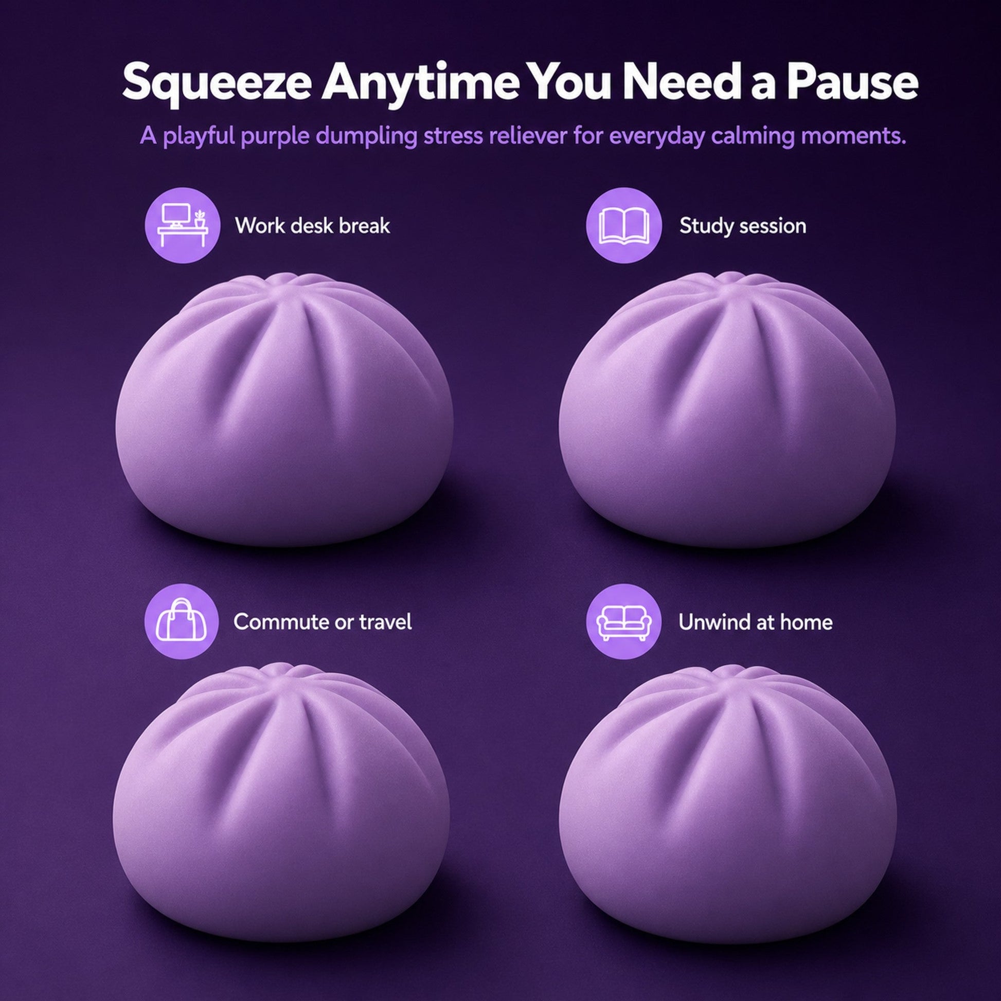 Purple Dumpling Squishy lifestyle