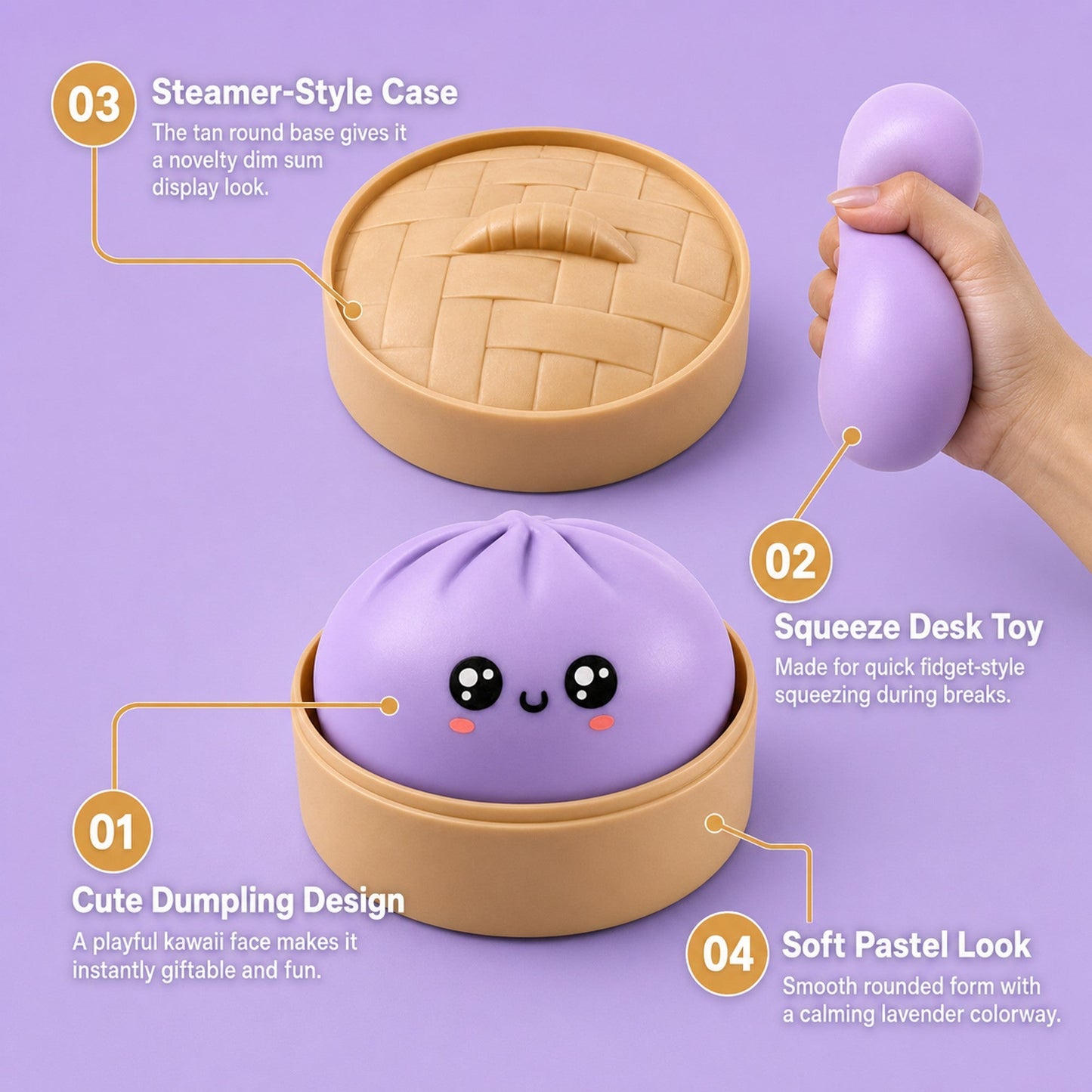 Novelty Dumpling Squishy features