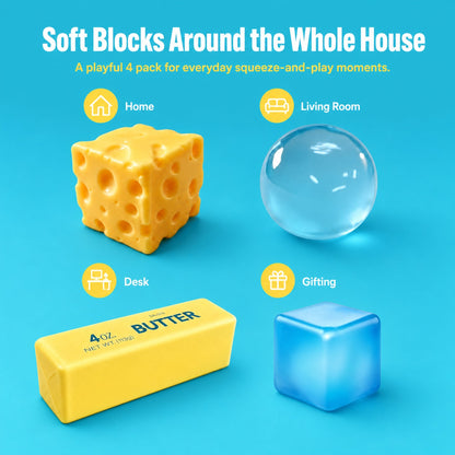 Cheese Squishy 4 Pack lifestyle