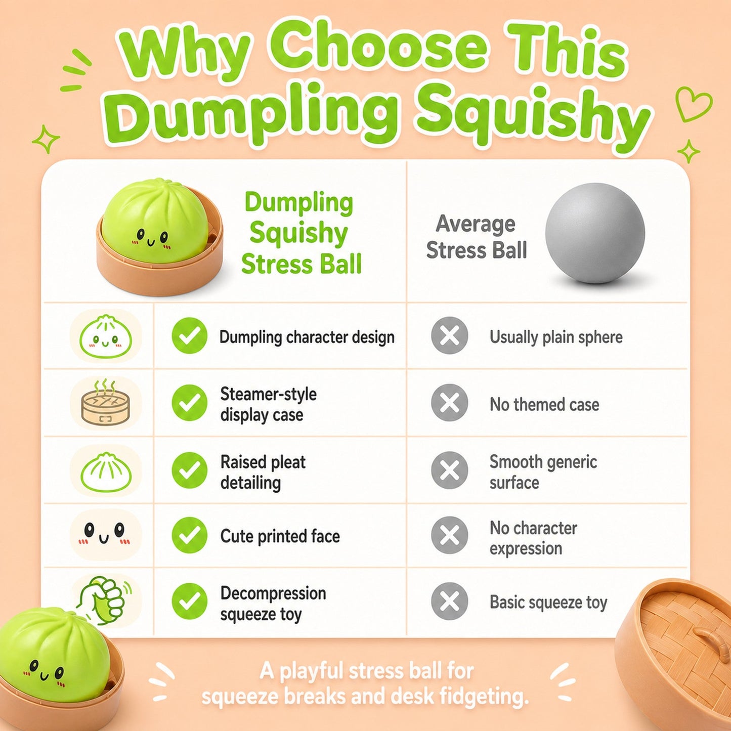 Decompression Dumpling Squishy comparison