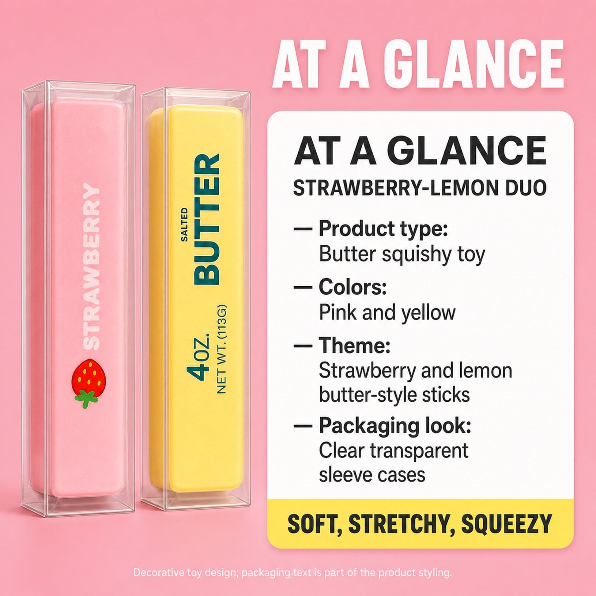 Pink Yellow Butter Squishy spec