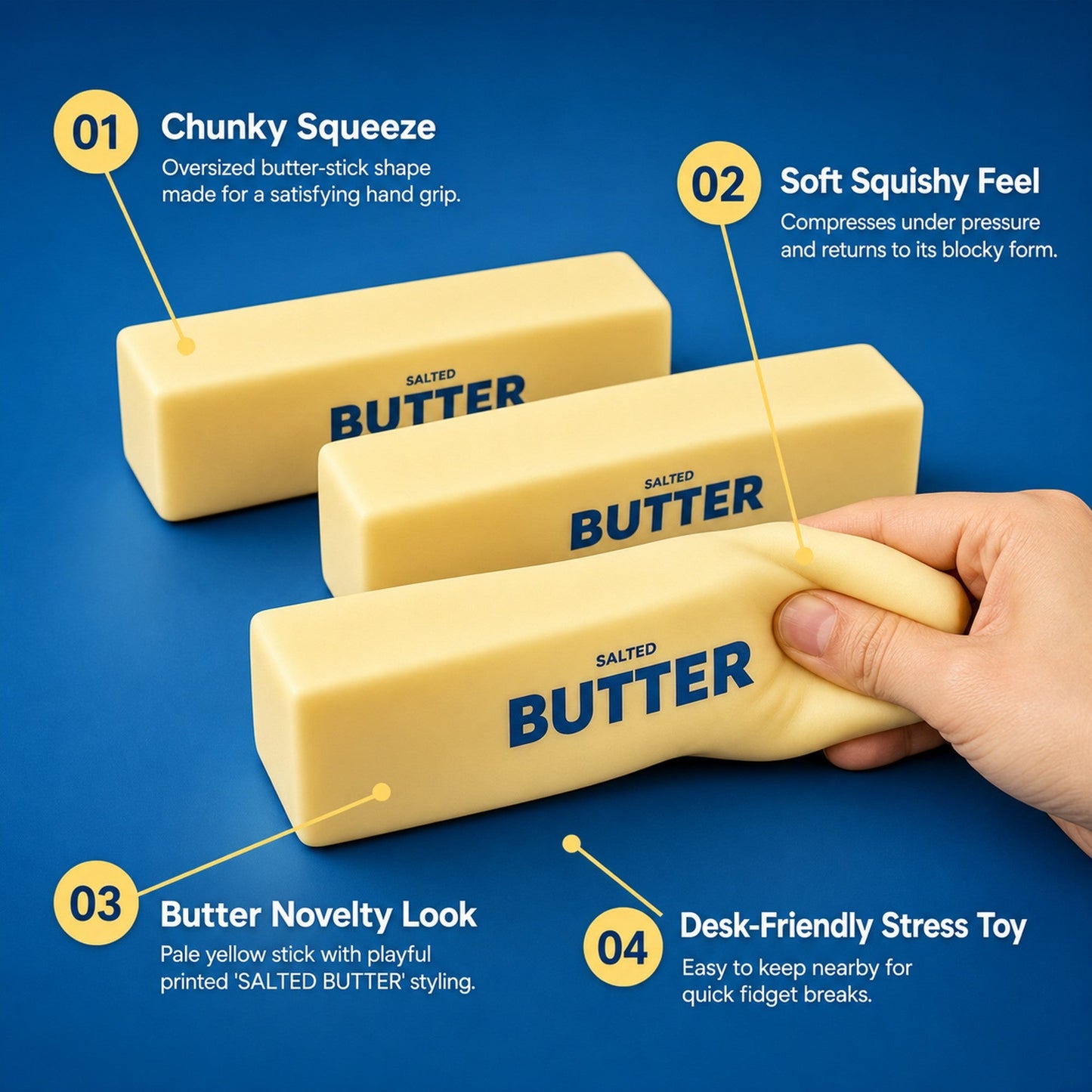 Dumpling Stress Ball Butter Squishy features