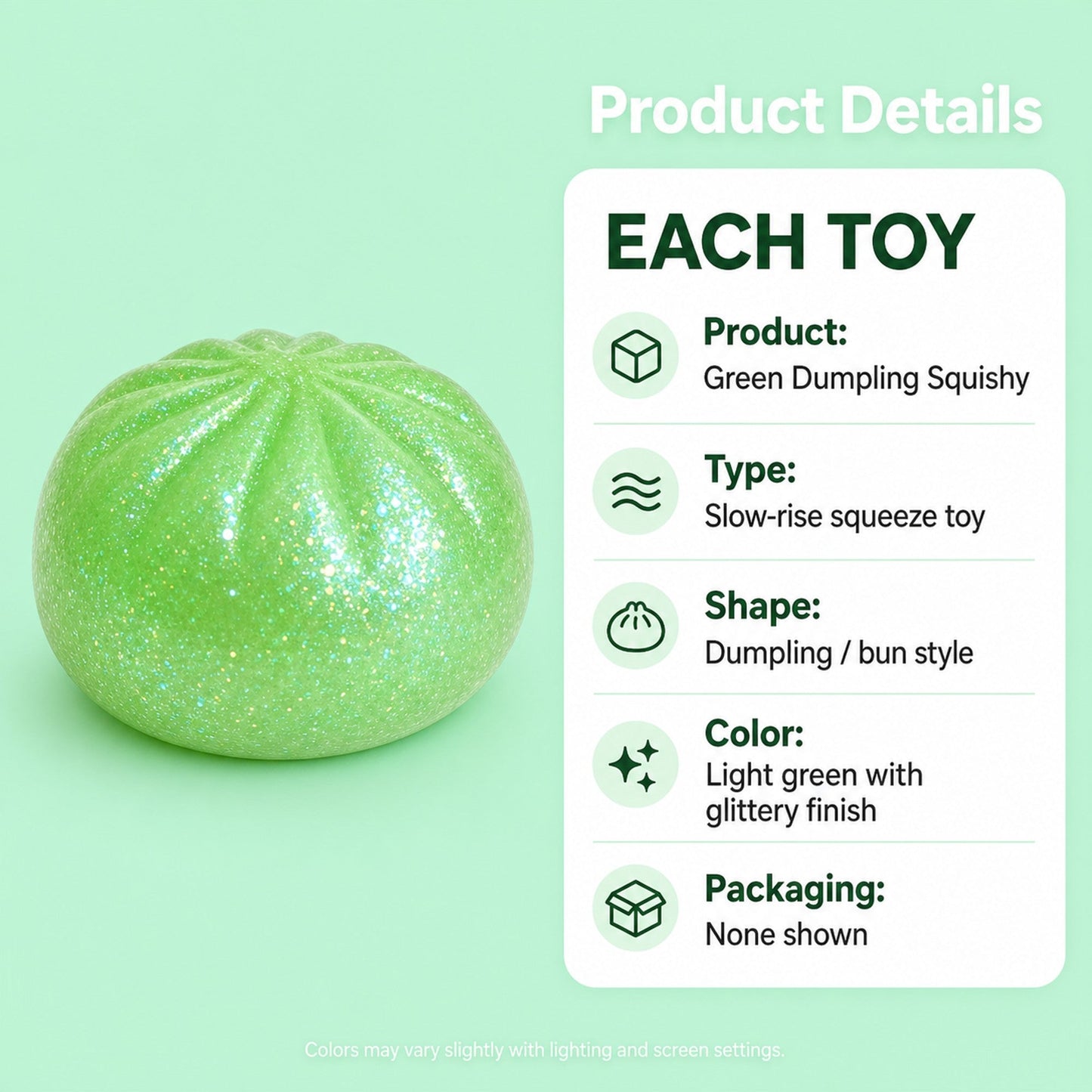 Green Dumpling Squishy spec