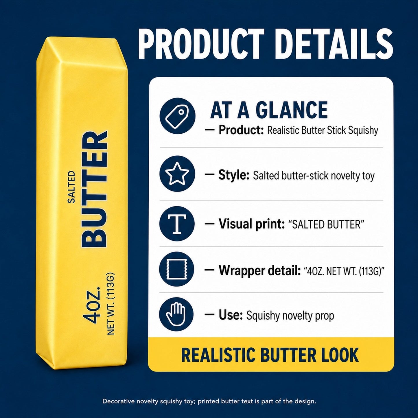 Realistic Butter Stick Squishy spec