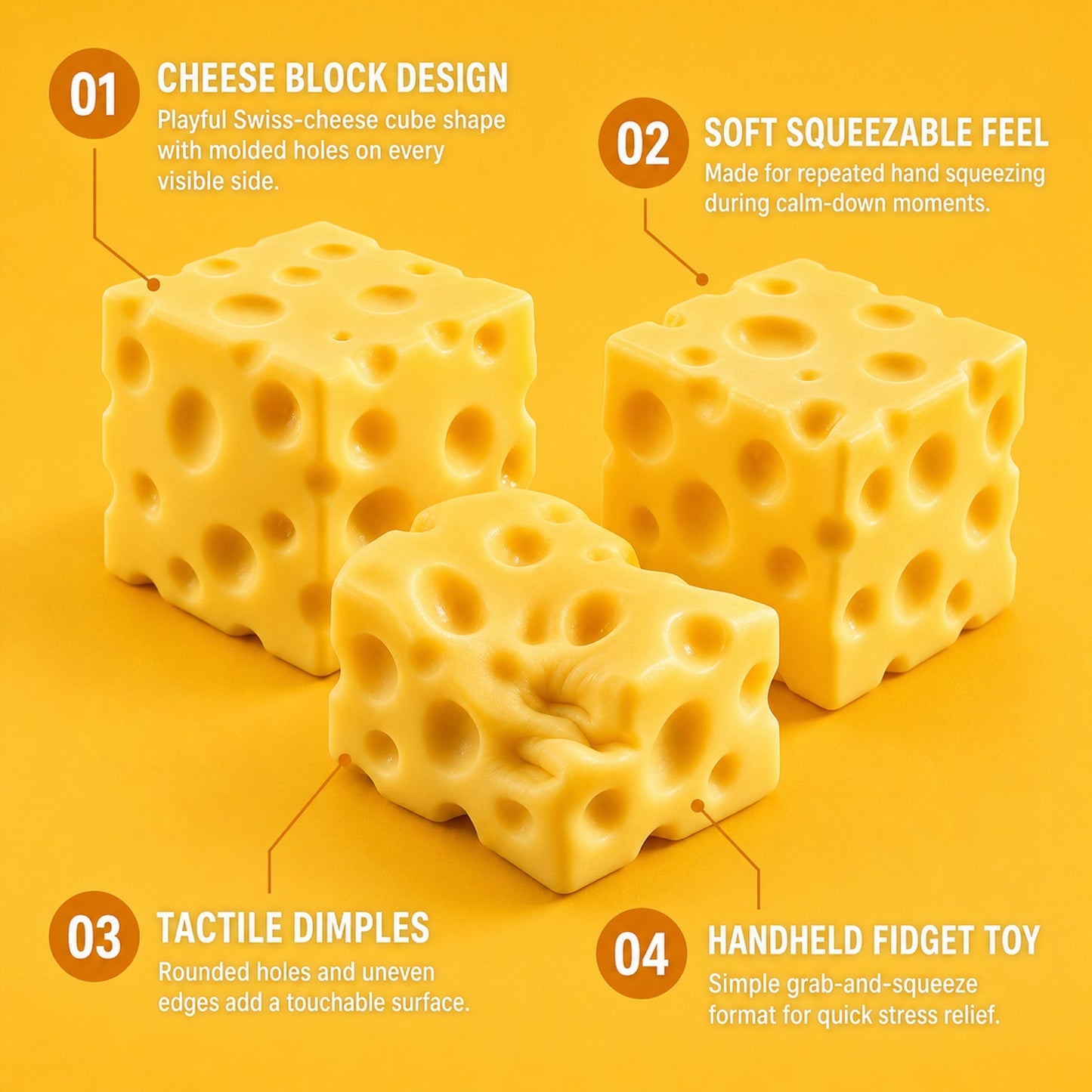 Cheese Block Squishy features